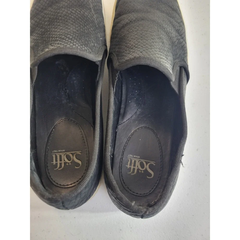 Sofft Somers Slip On Sneakers Black Snakeskin Look Leather Shoes Women 9.5M